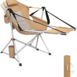 KingCamp Hammock Chair with Footrest – Heavy Duty Swinging Rocking Camping Chairs for Adults up to 400lbs, Folding Portable Oversized Rocker with Cup Holder & Pillow for Outdoor Beach Lawn RV Sports