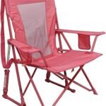 GCI Outdoor Comfort Pro Rocker Camping Chair | Portable Folding Rocking Chair with Durable Armrests & Drink Holder — Blush