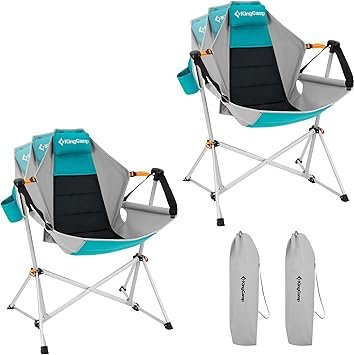 KingCamp Hammock Camping Chair, Swinging Portable Camp Chairs for Adults, 400lbs Heavy Duty Oversized Folding Rocking Chair with Adjustable Recline, Aluminum Alloy Frame for Outdoor Patio Beach Sport