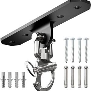Yes4All Punching Bag Hanger, Stainless Steel Swivel Chain with 4 Snap Hooks for Heavy Bag, Gym Swing, Trapeze, and Hammock
