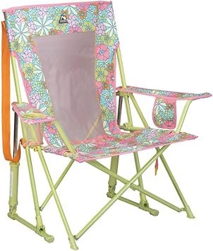 GCI Outdoor Comfort Pro Rocker Camping Chair | Portable Folding Rocking Chair with Durable Armrests & Drink Holder — Floral