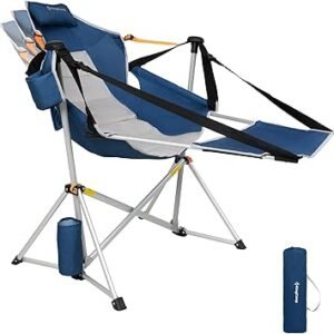 KingCamp Hammock Chair with Footrest – Heavy Duty Swinging Rocking Camping Chairs for Adults up to 400lbs, Folding Portable Oversized Rocker with Cup Holder & Pillow for Outdoor Beach Lawn RV Sports