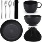 Berglander Camping Mess Kits, Silverware Set Spoons Forks Knives, Camping Essentials Gear, Accessories for Travel, Picnic, Outdoor, Easy to Carry and Clean