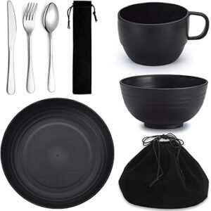Berglander Camping Mess Kits, Silverware Set Spoons Forks Knives, Camping Essentials Gear, Accessories for Travel, Picnic, Outdoor, Easy to Carry and Clean