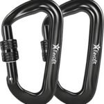 12kN Heavy Duty Carabiner Clips - Favofit Locking Carabiner for Keychain Key Ring Hammock & Dog Leash - 0.9oz Ultralight Snag-Free D Ring Carabiners for Camping Gym & Outdoor