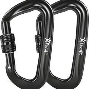 12kN Heavy Duty Carabiner Clips - Favofit Locking Carabiner for Keychain Key Ring Hammock & Dog Leash - 0.9oz Ultralight Snag-Free D Ring Carabiners for Camping Gym & Outdoor