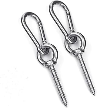 Hammock Hanging Kit, Load Capacity 1400 LBS, Stainless Steel Hooks Heavy Duty Carabiner Set for Hammock Yoga Swing Chair Hook for Indoor, Outdoor, Wall, Trees, Porch