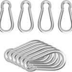Heavy Duty Spring Snap Hook Carabiners, Galvanized Steel Quick Links, Spring Clips in Black & Silver, Multiple Sizes: 1.6Inch/2Inch/2.4Inch/3Inch/4Inch, for Swing Hammock Camping Keychain Outdoor