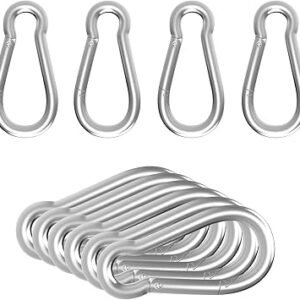 Heavy Duty Spring Snap Hook Carabiners, Galvanized Steel Quick Links, Spring Clips in Black & Silver, Multiple Sizes: 1.6Inch/2Inch/2.4Inch/3Inch/4Inch, for Swing Hammock Camping Keychain Outdoor
