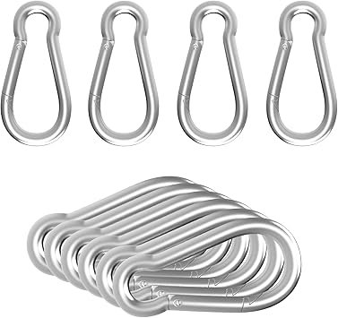 Heavy Duty Spring Snap Hook Carabiners, Galvanized Steel Quick Links, Spring Clips in Black & Silver, Multiple Sizes: 1.6Inch/2Inch/2.4Inch/3Inch/4Inch, for Swing Hammock Camping Keychain Outdoor