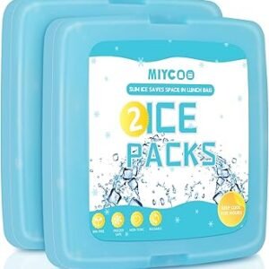 MIYCOO Ice Packs for Lunch Boxes & Lunch Bag - Quick Freeze Ice Pack Space Saving Freezer Packs - Reusable Slim Original Cool Pack - Cooler Accessories for Beach, Camping and Fishing