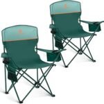 ALPHA CAMP Camping Chairs 350LBS Capacity, Heavy Duty Folding Chair with 4-Can Cooler Bag, Portable Outdoor Chair with Cup Holder for Adults, Collapsible for Tailgating, Beach, Fishing