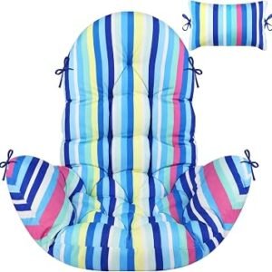 Tudomro Egg Chair Cushion Filling 2.58 kg 51 x 37 Inch Replacement Rocking Wicker Chair Cushions High Back Swing Hammock Hanging Cushion for Indoor Outdoor Patio(Colorful Stripes,1 Pcs)