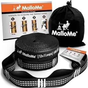 MalloMe Tree Swing Straps & Hammock Straps for Trees – Multi-Purpose Hanging Kit, Heavy Duty Adjustable Tree Strap for Hammocks, Swings & Outdoor Use, Safe for Branch or Between 2 Trees