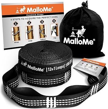 MalloMe Tree Swing Straps & Hammock Straps for Trees – Multi-Purpose Hanging Kit, Heavy Duty Adjustable Tree Strap for Hammocks, Swings & Outdoor Use, Safe for Branch or Between 2 Trees