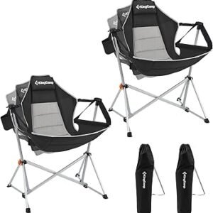 KingCamp Hammock Camping Chair, Swinging Portable Camp Chairs for Adults, 400lbs Heavy Duty Oversized Folding Rocking Chair with Adjustable Recline, Aluminum Alloy Frame for Outdoor Patio Beach Sport