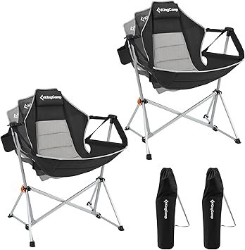 KingCamp Hammock Camping Chair, Swinging Portable Camp Chairs for Adults, 400lbs Heavy Duty Oversized Folding Rocking Chair with Adjustable Recline, Aluminum Alloy Frame for Outdoor Patio Beach Sport