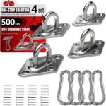 sprookber 304 Stainless Steel Pad Eye Snap Hooks, M5 Heavy Duty Ceiling Hooks, 500 lb Capacity Hammock Swing Hanging kit, Plant Hangers, Marine Hardware Staple Hook Loop with Screws, Set of 8