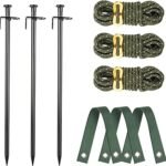 Heavy Duty Tree Stake Kits, 11.8 Inch Steel Tree Stakes and Supports for Young Tree Anti Strong Wind, Leaning Tree Anchor Straightening Kit with 3 PCS Steel Stakes, 13.12 Feet Rope and Tree Straps