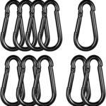Heavy Duty Spring Snap Hook Carabiners, Galvanized Steel Quick Links, Spring Clips in Black & Silver, Multiple Sizes: 1.6Inch/2Inch/2.4Inch/3Inch/4Inch, for Swing Hammock Camping Keychain Outdoor