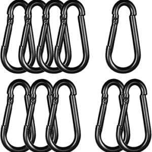 Heavy Duty Spring Snap Hook Carabiners, Galvanized Steel Quick Links, Spring Clips in Black & Silver, Multiple Sizes: 1.6Inch/2Inch/2.4Inch/3Inch/4Inch, for Swing Hammock Camping Keychain Outdoor