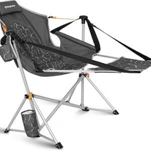 KingCamp Hammock Chair with Footrest – Heavy Duty Swinging Rocking Camping Chairs for Adults up to 400lbs, Folding Portable Oversized Rocker with Cup Holder & Pillow for Outdoor Beach Lawn RV Sports
