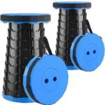 Doseno Upgraded Foldable Stool Thickened Set of 2, Portable Collapsible Stool Retractable Stool, Foldable Portable Collapsible Chair for Fishing, Hiking Tours, BBQ, Parties, Outdoor Activities (Blue)