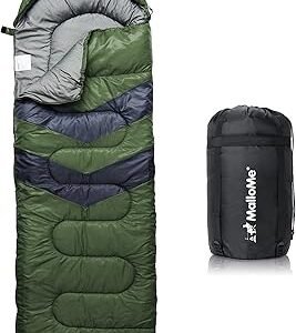 MalloMe Sleeping Bags for Adults Cold Weather & Warm - Backpacking Camping Sleeping Bag for Kids 10-12, Girls, Boys - Lightweight Compact Camping Essentials Gear Accessories Hiking Sleep Must Haves