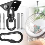 Hammock Hanging Kit,Hanging Chair Hardware 360°Rotating 1000 lb Capacity Hammock Hooks Heavy Duty,Hammock Chair Hanging Kit & Swing Ceiling Hook Snap for Hammock Chair Stand,Seat, Tree,Yoga,Gym(Black)