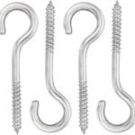5 inch 4-Pack 304 Stainless Steel Heavy-Duty Screw Eye Hook Eye Bolts, Suitable for Rowing Racks, Hammock, Awning, Hanging Chair, Swing Chair, Fixed Cable, Chain，Hanging Basket (4-Pack)