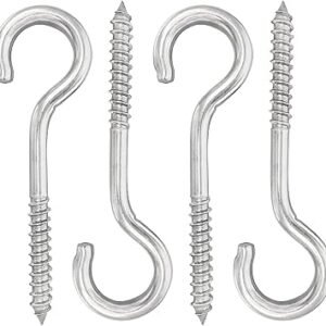 5 inch 4-Pack 304 Stainless Steel Heavy-Duty Screw Eye Hook Eye Bolts, Suitable for Rowing Racks, Hammock, Awning, Hanging Chair, Swing Chair, Fixed Cable, Chain，Hanging Basket (4-Pack)