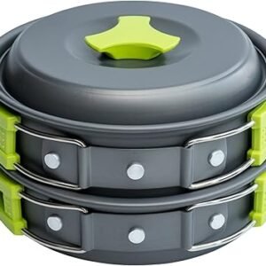 MalloMe Camping Cookware Mess Kit for Backpacking Gear – Camping Cooking Set - Camping Pots and Pans Set - Backpacking Stove/Portable Stove Compatible - Camp Kitchen Equipment Accessories Pot