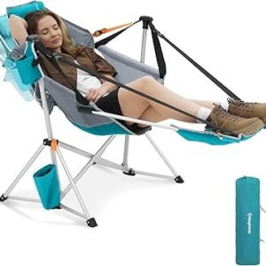 KingCamp Hammock Chair with Footrest – Heavy Duty Swinging Rocking Camping Chairs for Adults up to 400lbs, Folding Portable Oversized Rocker with Cup Holder & Pillow for Outdoor Beach Lawn RV Sports