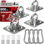 sprookber 304 Stainless Steel Pad Eye Snap Hooks, M6 Heavy Duty Ceiling Hooks, 800 lb Capacity Hammock Swing Hanging kit, Plant Hangers, Marine Hardware Staple Hook Loop with Screws, Set of 8