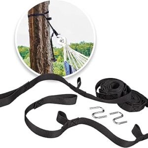 Bliss Hammocks WM-505_2 Multi-Loop Suspension System w/S Hooks, for Hammocks and Hammock Chairs, Adjustable Straps, Non-Slip Polyester & Nylon, 300 Lbs Capacity, Black