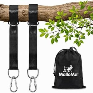 MalloMe Tree Swing Straps & Hammock Straps for Trees – Multi-Purpose Hanging Kit, Heavy Duty Adjustable Tree Strap for Hammocks, Swings & Outdoor Use, Safe for Branch or Between 2 Trees