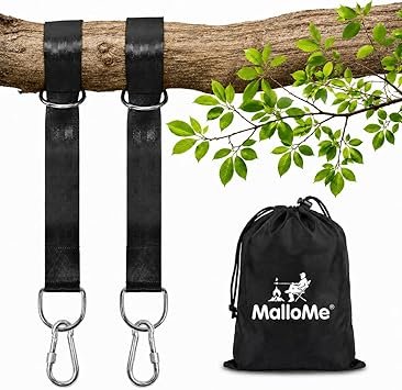 MalloMe Tree Swing Straps & Hammock Straps for Trees – Multi-Purpose Hanging Kit, Heavy Duty Adjustable Tree Strap for Hammocks, Swings & Outdoor Use, Safe for Branch or Between 2 Trees