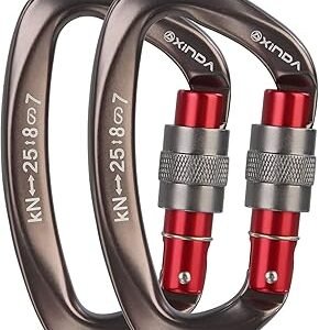 Screwgate Locking Carabiner Clip - Professional Rock Climbing Carabiner Screw Lock,Heavy Duty Carabiners for Climbing,Mountaineer,Hammock,Camping,Outdoor Equipment