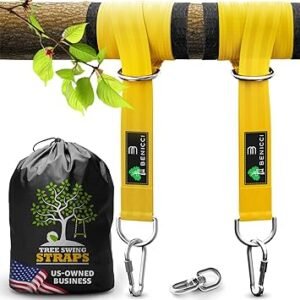 Safe Tree Swing Hanging Kit (Set of 2) - 10ft Long Straps with Two Alloy Carabiners and 2200 Lb Breaking Strength - Easy & Fast Installation for All Types of Swings and Children