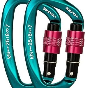 Screwgate Locking Carabiner Clip - Professional Rock Climbing Carabiner Screw Lock,Heavy Duty Carabiners for Climbing,Mountaineer,Hammock,Camping,Outdoor Equipment