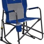 GCI Outdoor Freestyle Rocker Camping Chair | Portable Folding Rocking Chair with Solid, Durable Armrests, Drink Holder & Comfortable Backrest — Royal Blue