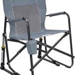 GCI Outdoor Freestyle Rocker Camping Chair | Portable Folding Rocking Chair with Solid, Durable Armrests, Drink Holder & Comfortable Backrest — Grey