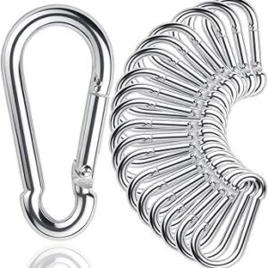 30Pack Heavy Duty Spring Snap Hooks 4Inch, 3/8” Carabiner Clips for Swing, Large Steel Chain Quick Links Safety Buckle Connector for Hammock Fitness Gym Outdoor Boating, M10 Snap Hook Carabiners