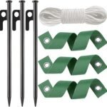 3 Pcs 12 Inch Heavy Duty Steel Tree Stake Kits, Tree Stakes and Supports for Young Trees Against Bad Weather Leaning Tree Anchor Straightening Kit, Bonus Tree Straps & Rope for Anchoring
