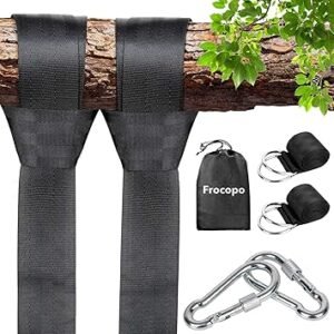 Frocopo Extra Long Tree Swing Kit, 5FT Premium Nylon Straps Hold 2200LBS, Safety Lock Carabiners, Hammock Hanging Strap Quick & Easy Installation