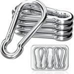 sprookber 316 Stainless Steel Carabiner Clip, Marine Grade Heavy Duty Spring Snap Hook for Outdoor, Boat, Hammock, Set of 5