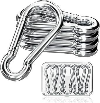 sprookber 316 Stainless Steel Carabiner Clip, Marine Grade Heavy Duty Spring Snap Hook for Outdoor, Boat, Hammock, Set of 5