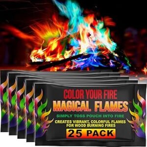 Magical Flames Fire Color Packets (25 Pack), Vibrant Multi-Color Fire for Fire Pits, Campfires, Bonfires & Fireplaces - Camping Essentials & Outdoor Party Accessories