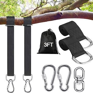 Safe Tree Swing Hanging Straps Kit, 3FT/10FT/15FT/20FT, Heavy Duty Holds 5500LBS Extra Long Adjustable Tree Swing Straps, Easy & Fast Way to Hang Any Swing or Hammock(3 FT)