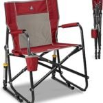 GCI Outdoor Freestyle Rocker Camping Chair | Portable Folding Rocking Chair with Solid, Durable Armrests, Drink Holder & Comfortable Backrest — Cinnamon